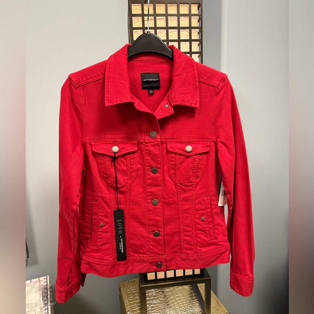 Liverpool Red Jean Jacket Silky Soft Modern Fit